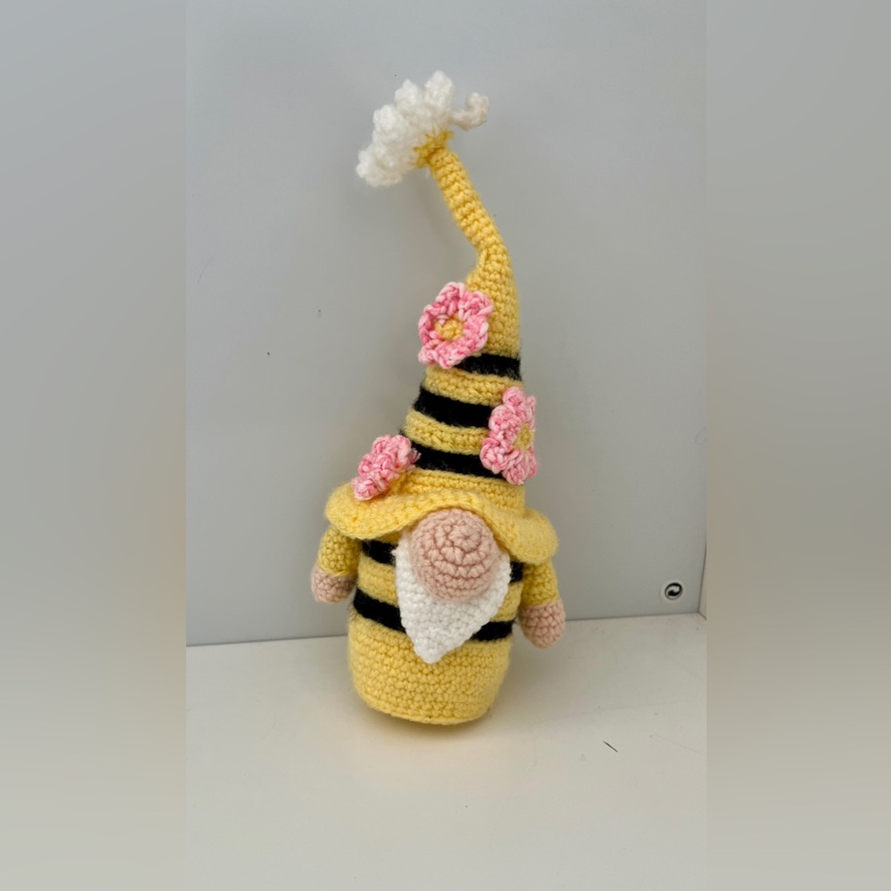 Yellow and Black Striped Crochet Gnome